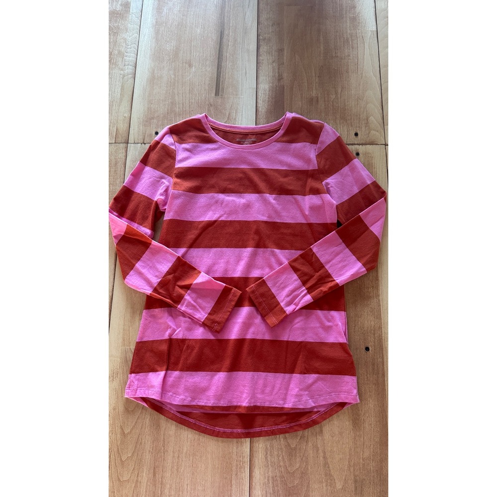 Amazon‎ Essentials Kids XXL 14-16 Long Sleeve Striped T-Shirt Pink Orange